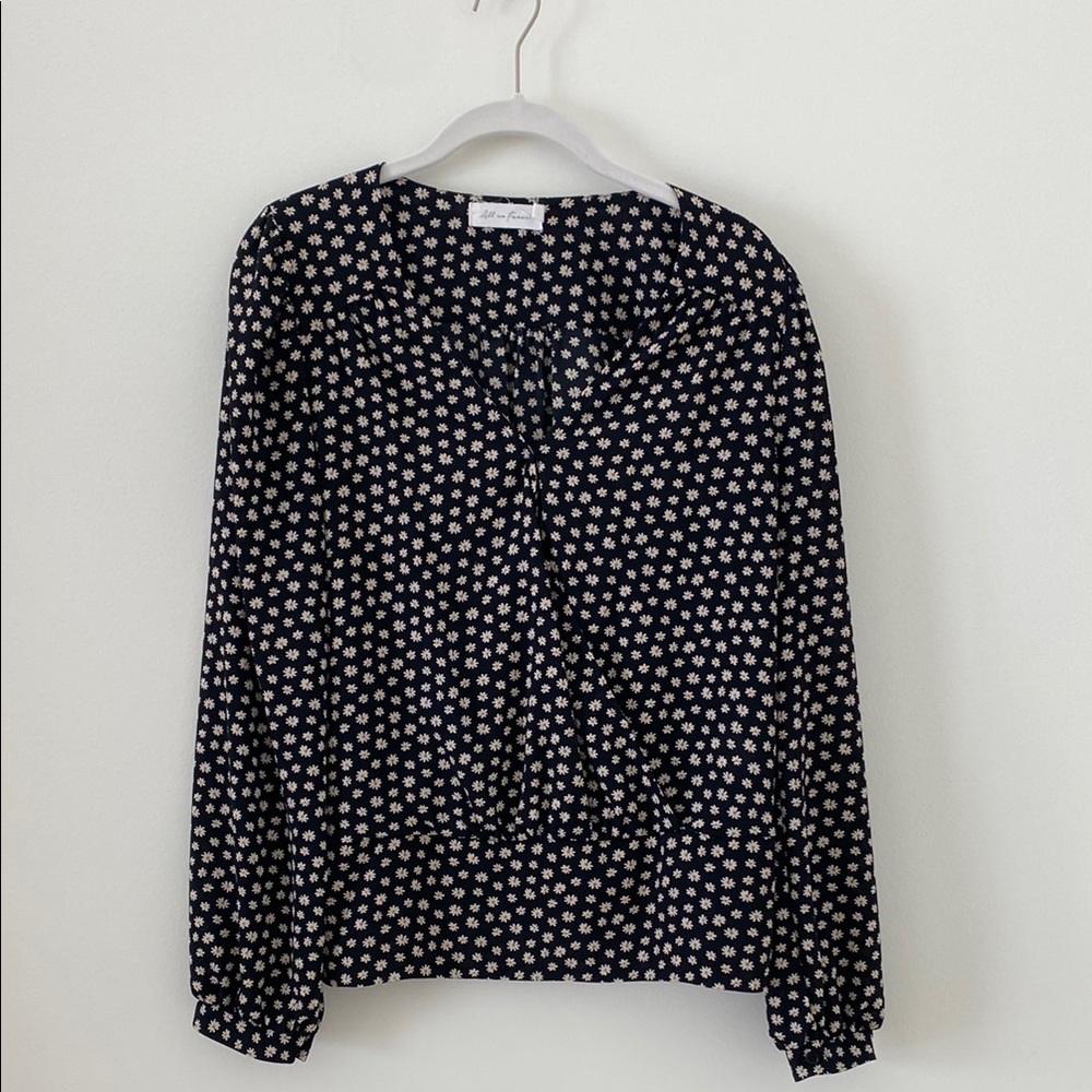 Floral Black and White Women's Top